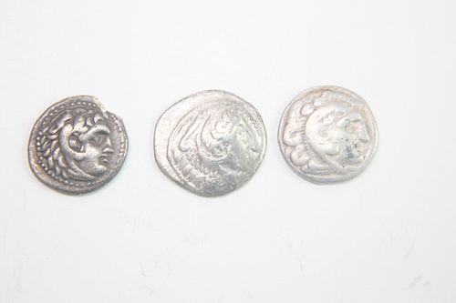 Lot of 3 Ancient Greek Alexander the Great silver Drachms