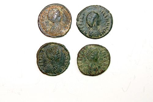 Lot of 4 Ancient Roman AELIA FLACCILLA, wife of Theodosius I Bronze coin