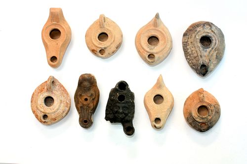 Lot of 9 Ancient Roman Terracotta Oil Lamps c.2/3rd century AD. 