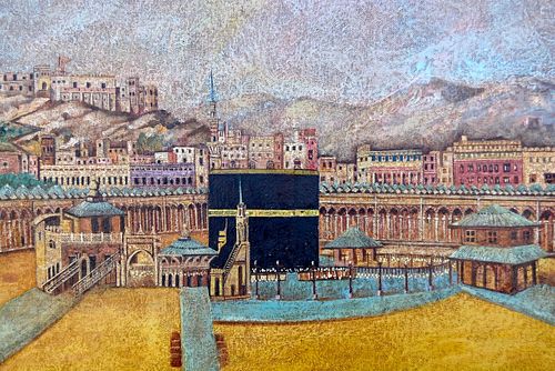 Ottoman Turkish Large Painting of the holy Kabba,
