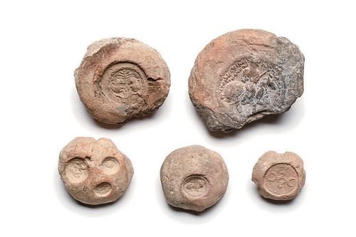 Lot of 5 Parthian Sasanian Pottery Bullae Ca. 5th century A.D. 
