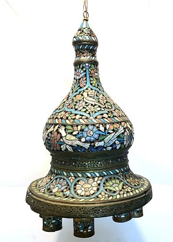 Large Islamic Ottoman Syrian enamel Lamp c.19th century.