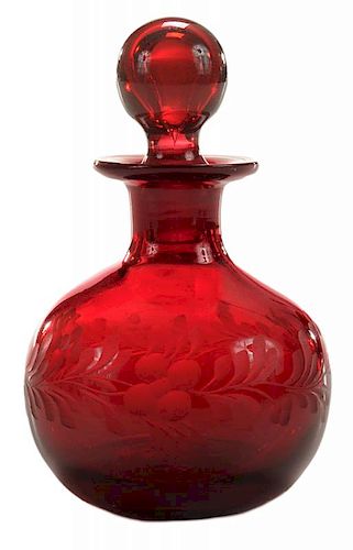 Steuben Selenium Red Engraved Perfume