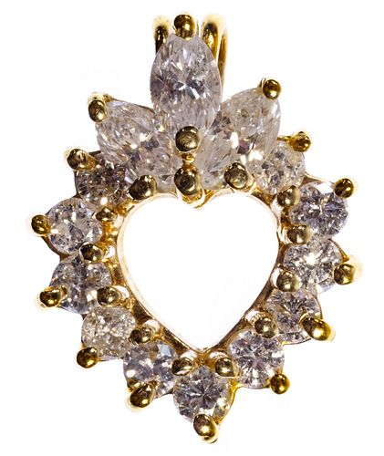14k Gold and Diamond Heart Pendant
