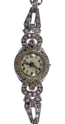 Reliable Platinum and Diamond Case Wrist Watch