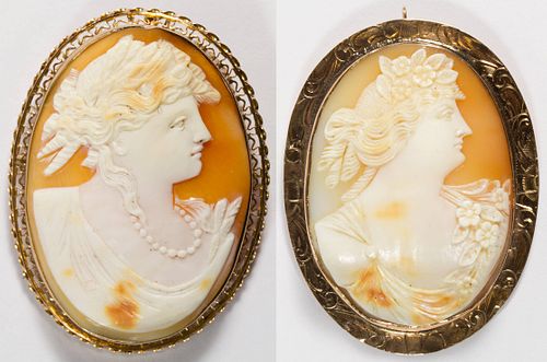 10k Gold Framed Carved Shell Cameo Pin / Pendant Assortment