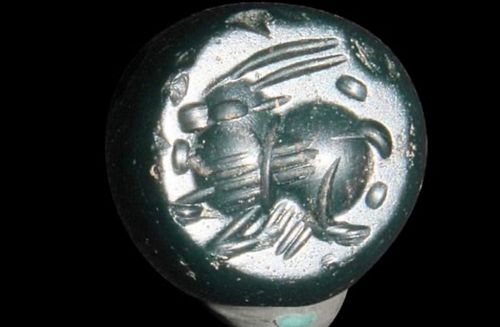 Ancient Sassanian Green Jasper Stamp Seal ca. 3rd to 7th cent. A.D.