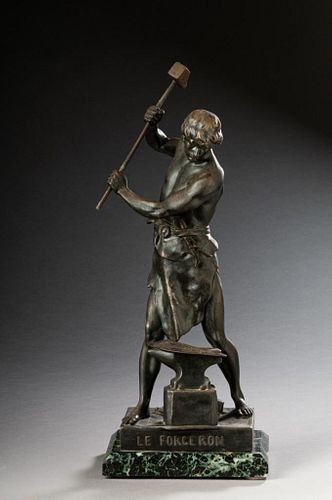 Emile L. Picault. Bronze Sculpture of a Blacksmith.