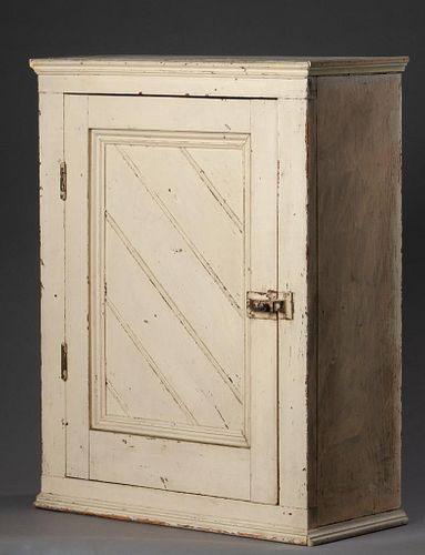 Country Wall Cupboard in Off White Paint.