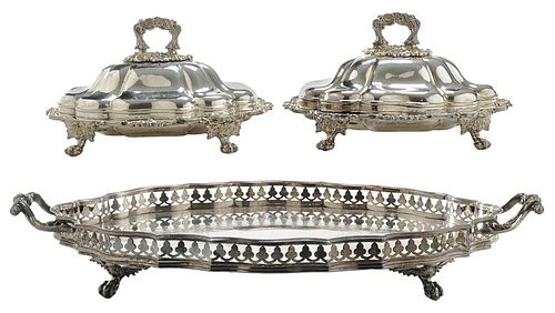 Pair Silver-Plate Covered Entr&#233;e and