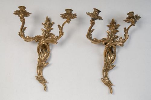 Pair of French Cast Brass Sconces.