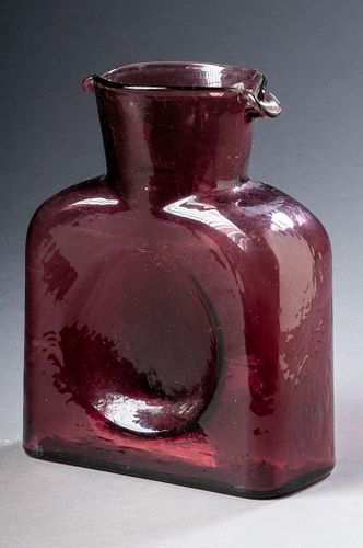 Amethyst Blown Molded Glass Carafe.