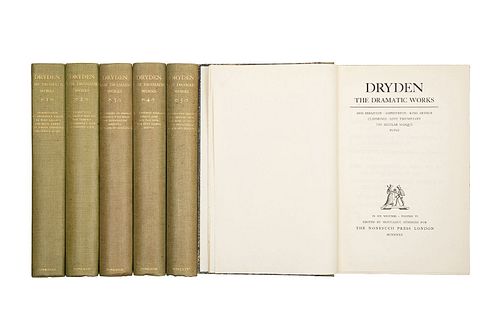 Dryden: The Dramatic Works. London: The Nonesuch Press, 1931 - 1932. Tomos I - VI. Edición de 750 ejemplares. Piezas: 6.