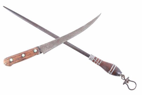 Frontier Skinning Knife & Sharpening Steel c 1800-
