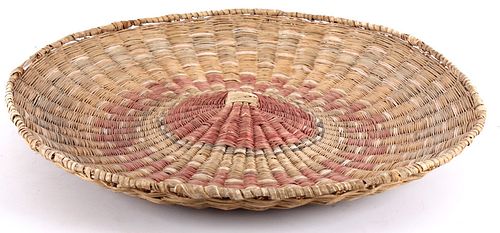 Hopi Pueblo Polychrome Wicker Platter c 1890-1900s