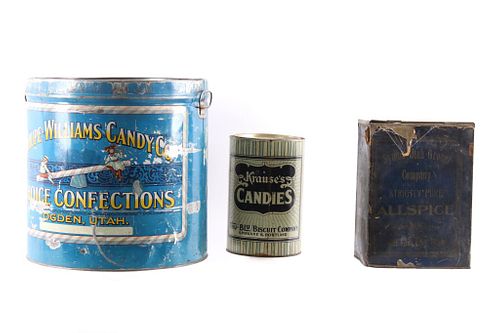 1950's Utah & Oregon Grocer Paper Wrapped Tins