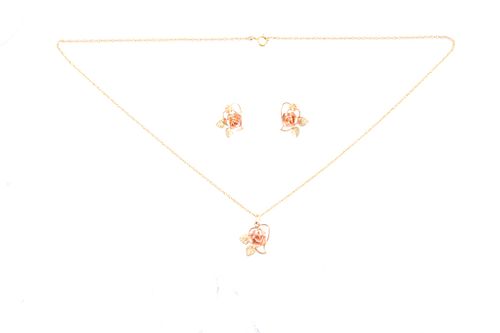 Black Hills 10K Gold Rose Earrings & Necklace