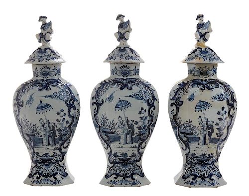 Three Tin-Glazed Ceramic Delft