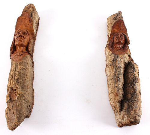 Two Hand Carved Native American Figurines