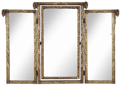 Louis XVI Style Gilt Triptych Mirror