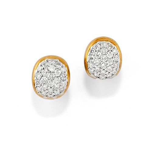 A 18K two-color gold and diamond earclips