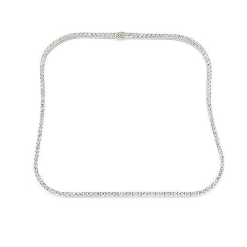 A 18K white gold and diamond tennis necklace