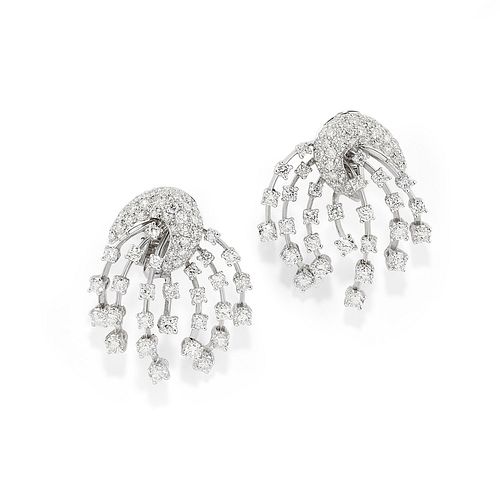 A 18K white gold and diamond earrings