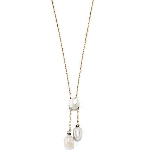 A silver, 18K yellow gold and freshwater natural pearl pendant, with certificate