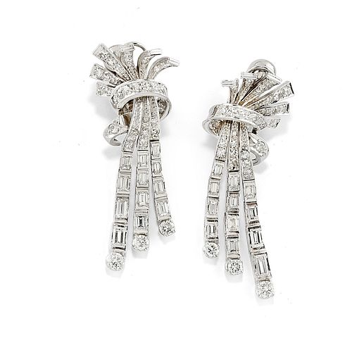 A platinum and diamond earrings