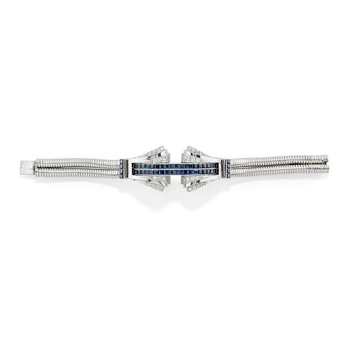 Chaumet - A platinum, diamond and sapphire bracelet, Chaumet