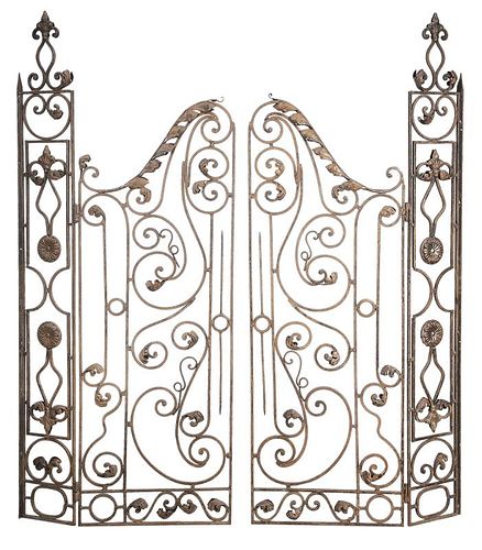 Pair Baroque Style Wrought Iron Gates