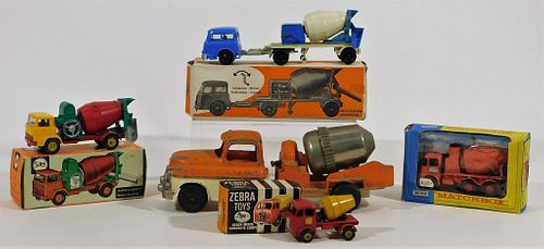 5PC Antique Diecast Cement Mixer Toy Truck Group