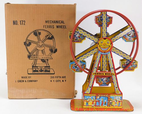 J. Chein & Co. Mechanical Ferris Wheel Tin Toy