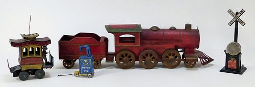 Antique Tin Toy Train Fontaine Fox Trolley Toy Lot