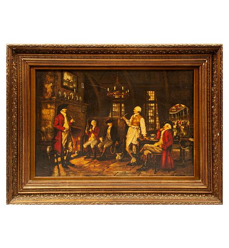 Gentlemen's Hall. Reproduction of the work done by E. M. Curattó. Color printing. Framed. 26.7 x 39.7" (68 x 101 cm)
