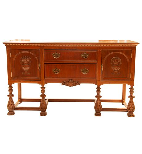 Credenza. 20th century. Wood carving. With rectangular cover, 2 drawers and 2 folding doors with handles. 41.3 x 31.4 x 22.8" (105 x 80 x 58 cm)