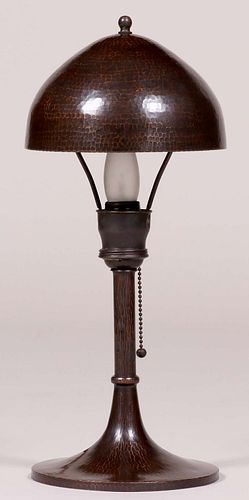Roycroft Hammered Copper Helmet Lamp