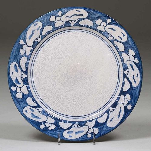 Dedham Pottery Snow Tree Plate c1910