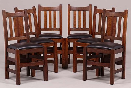 Set of 6 Stickley Brothers #379 1/2 Dining Chairs c1905