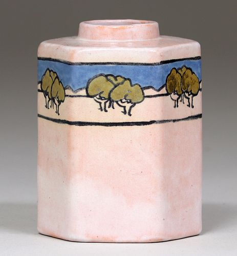 Saturday Evening Girls Pottery 6-Sided Vase 1919