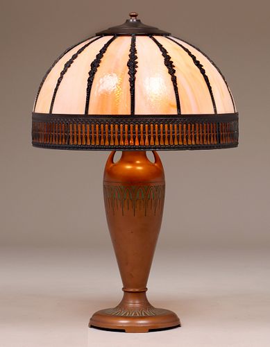 Moe Bridges Curved Glass Panel Lamp c1910