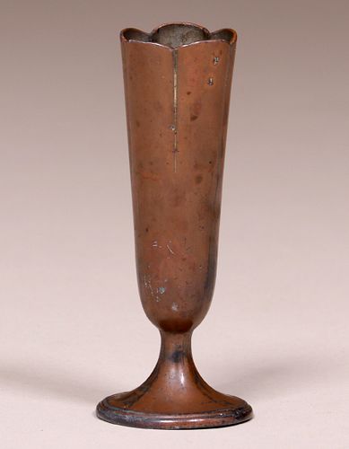 Arts & Crafts Hammered Copper Fluted Stem Vase c1910