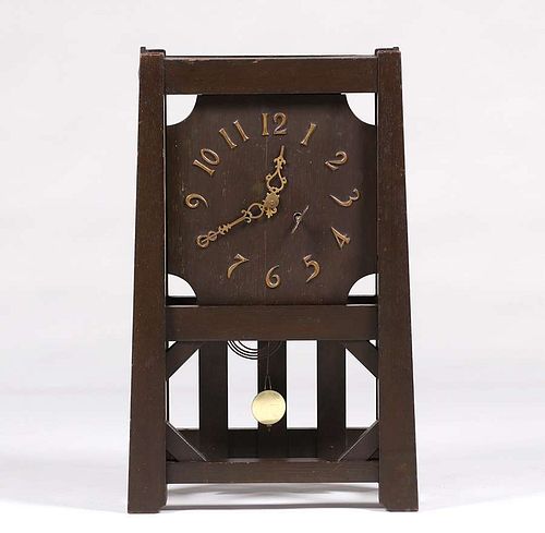 Early Stickley Brothers oak mantle clock c1902