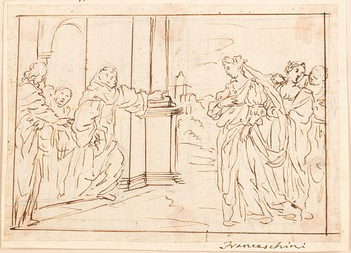 EMILIAN SCHOOL, 18th CENTURY - Two young women received in a monastery