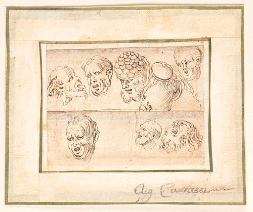 BOLOGNESE SCHOOL, FIRST HALF OF THE 17th CENTURY - Study of seven heads