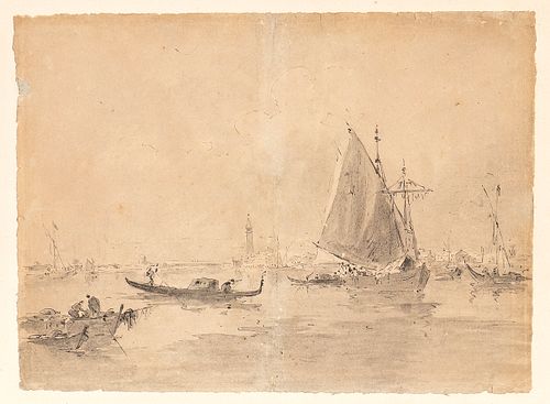 MANNER OF FRANCESCO GUARDI (Venice, 1712 - 1793) - Boats in the lagoon