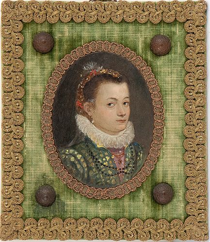 AMBIT OF LAVINIA FONTANA (Bologna, 1552 - Roma, 1614) - Portrait of young lady, oval miniature
