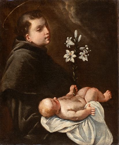 VENETIAN SCHOOL, LATE 17th CENTURY - Saint Anthony of Padua in adoration of the Child