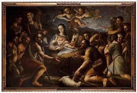 Girolamo Troppa (Rocchetta in Sabina, Rieti, 1636 - Rome, post 1710) - Adoration of the sheperds