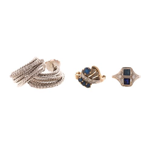 A Pair of Diamond David Yurman Earrings & Rings
